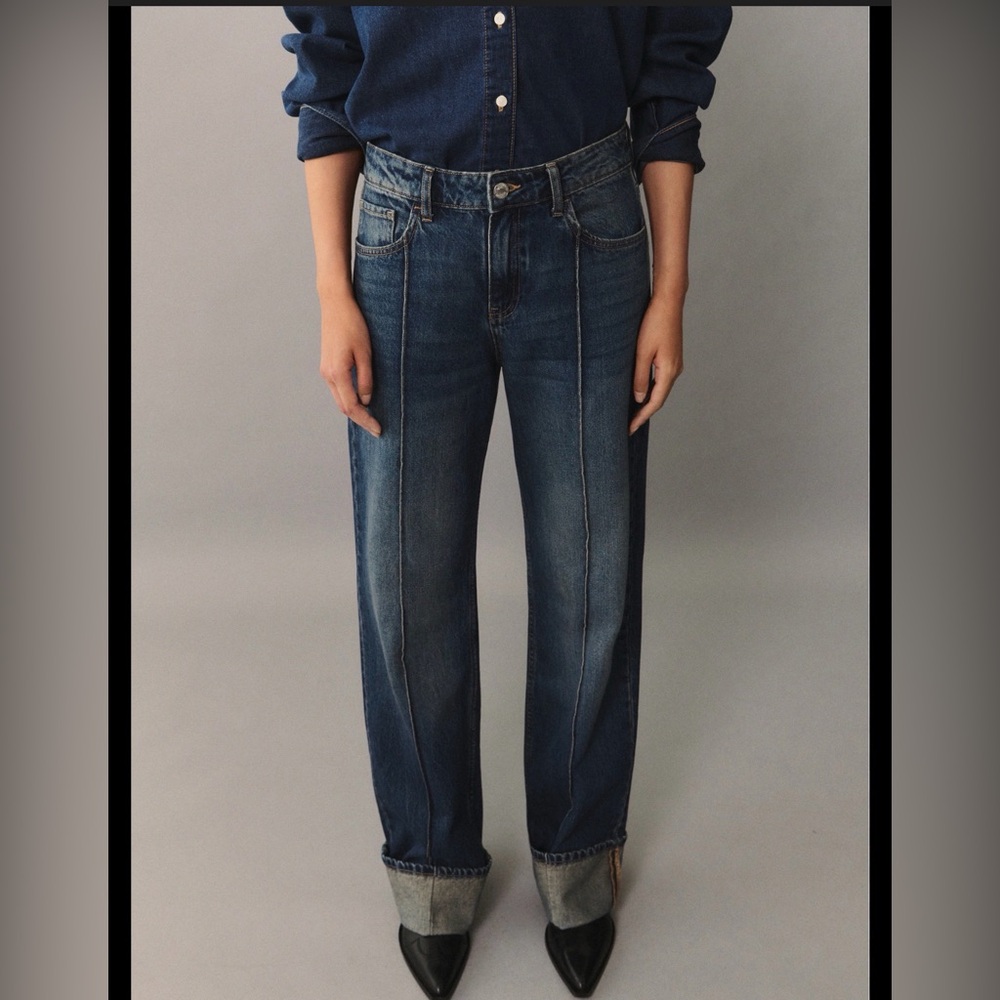 MNG wide legs high rise roll up Jeans